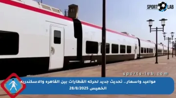 مواعيد وأسعار.. تحديث جديد لحركة القطارات بين القاهرة والإسكندرية الخميس 28/8/2025